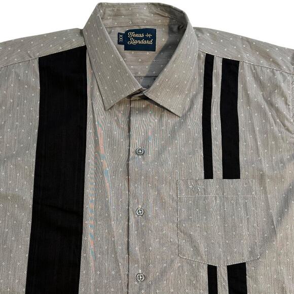 NWOT Texas Standard Gray Black Strip Short Sleeve Button Dawn XXL - Picture 2 of 8
